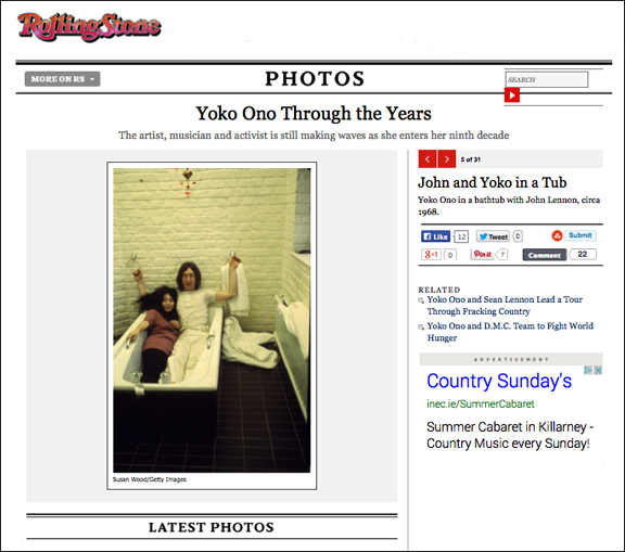 John Lennon and Yoko Ono in Rolling Stone Magazine