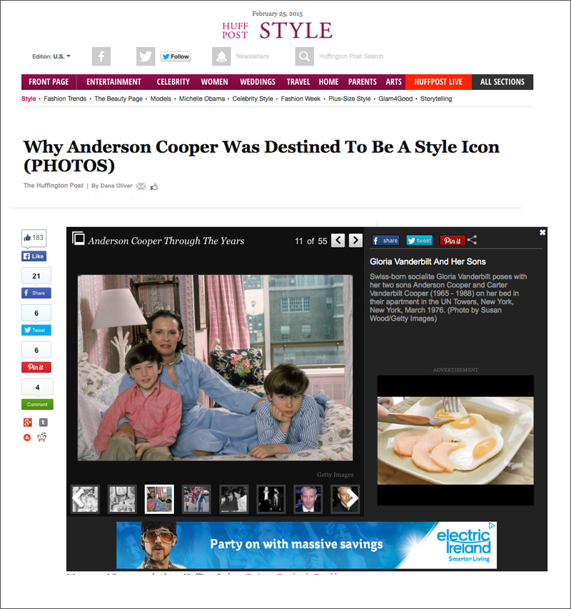 Gloria Vanderbilt on The Huffington Post