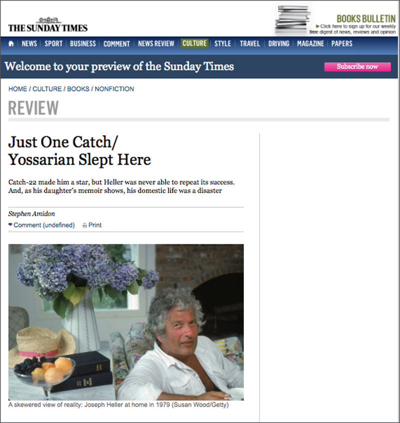 Joseph Heller in The Sunday Times