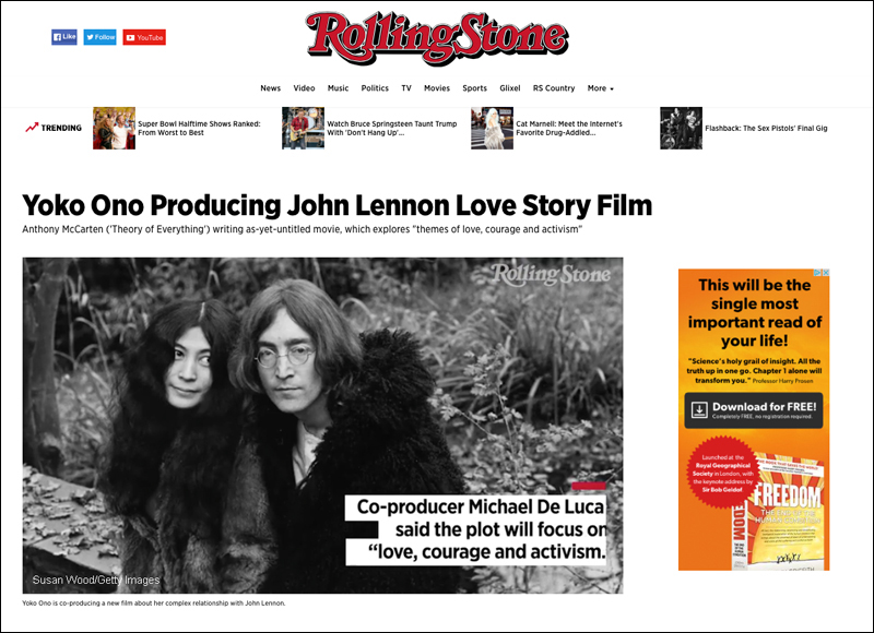 John Lennon & Yoko Ono in Rolling Stone